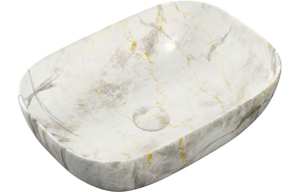 Greenwich 460x330mm Ceramic Washbowl - White Marble Effect