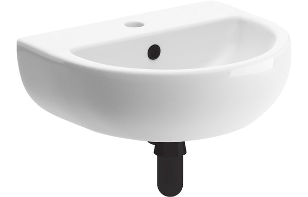 Galactic 450x400mm 1TH Cloakroom Basin and Black Bottle Trap