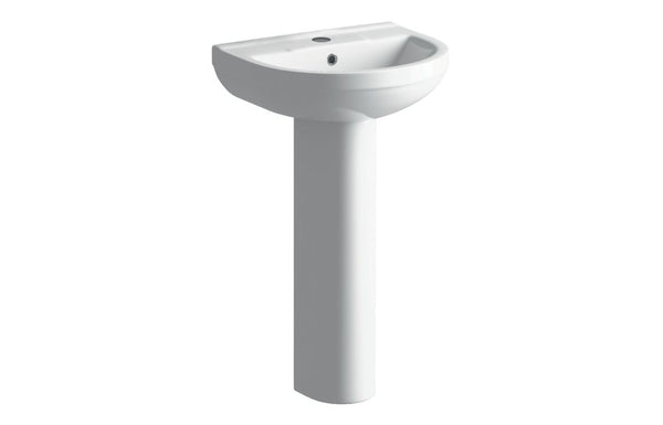 Nero 500x390mm 1TH Basin and Full Pedestal