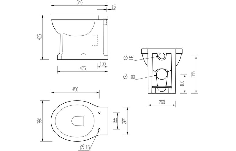 Ascot Back To Wall WC and Soft Close Seat