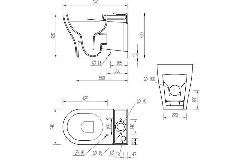 Cuba Rimless Short Projection Close Coupled Fully Shrouded WC and Soft Close Seat