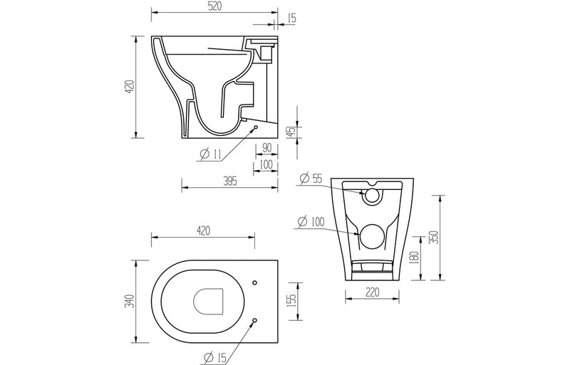 Cuba Rimless Back To Wall WC and Soft Close Seat