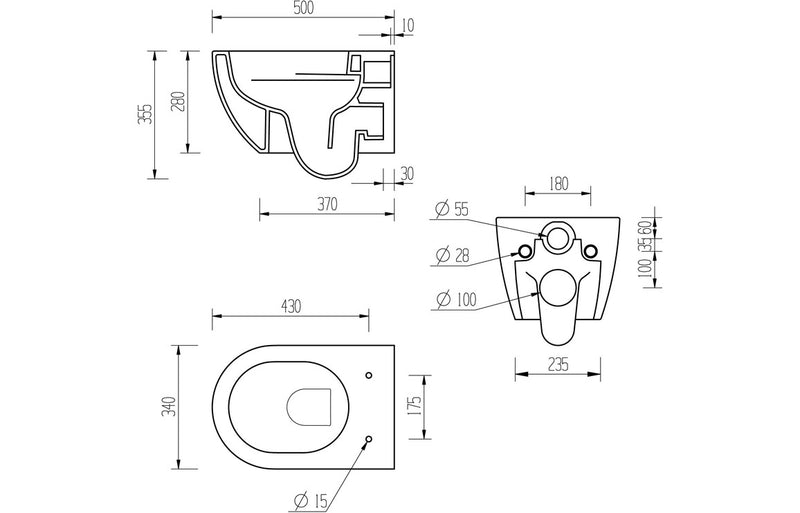 Cuba Rimless Wall Hung WC and Soft Close Seat