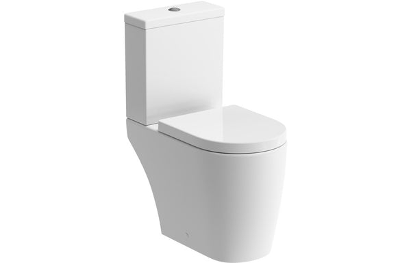 Zest Rimless Close Coupled Open Back WC and Soft Close Seat