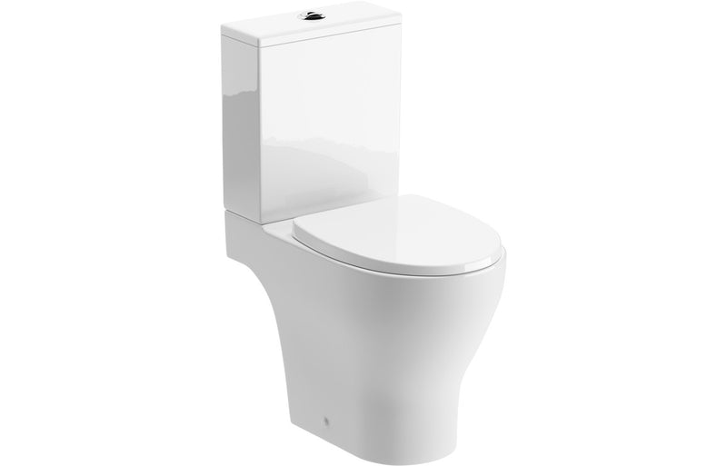 Cuba Rimless Short Projection Close Coupled Open Back WC and Soft Close Seat