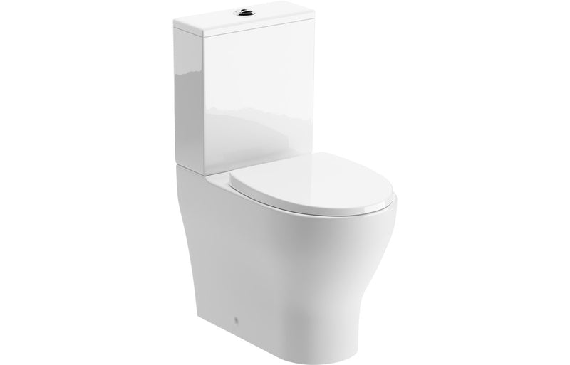 Cuba Rimless Short Projection Close Coupled Fully Shrouded WC and Soft Close Seat