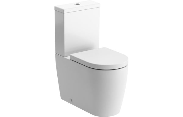 Zest Rimless Close Coupled Fully Shrouded Comfort Height WC and Soft Close Seat