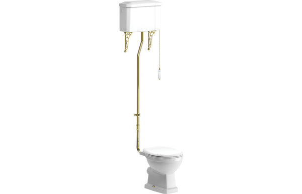 Ascot High Level WC with Brushed Brass Finish and Soft Close Seat