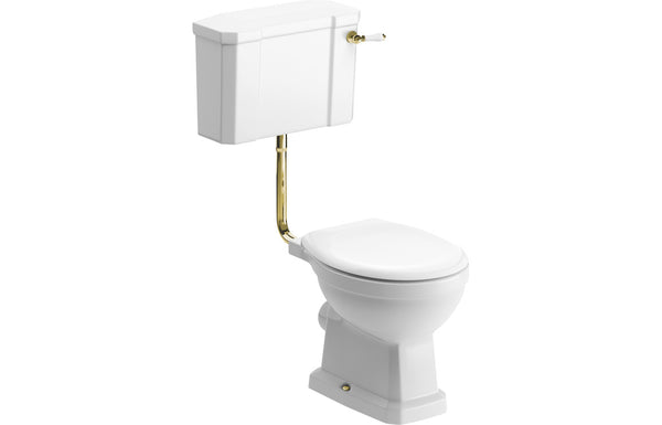 Ascot Low Level WC with Brushed Brass Finish and Soft Close Seat