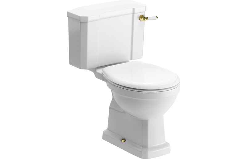 Ascot Close Coupled WC with Brushed Brass Finish and Soft Close Seat