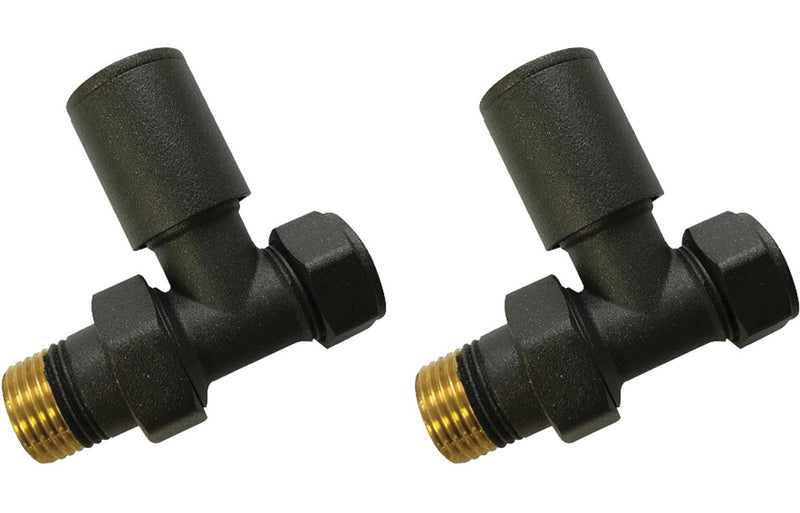 Lea Patterned Straight Radiator Valve - Anthracite