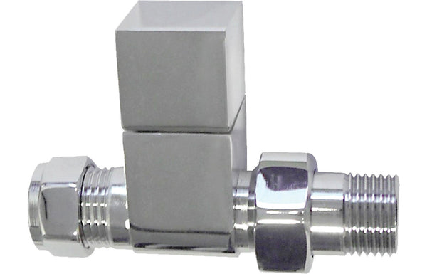 Kemp Square Straight Radiator Valve - Chrome