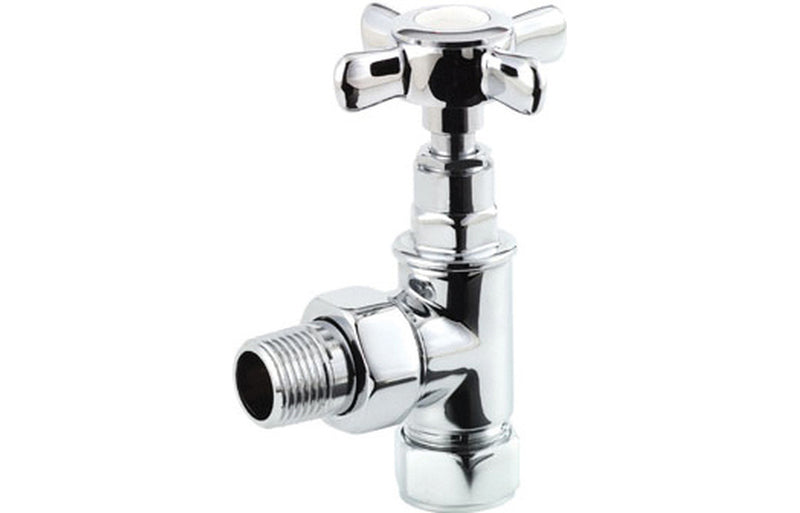 Cam Crosshead Angled Radiator Valve - Chrome