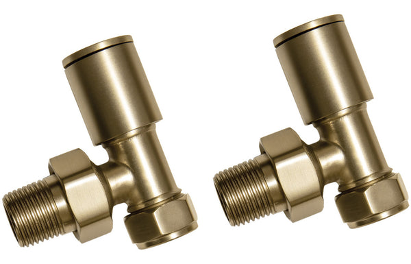 Kale Angled Radiator Valve - Brushed Brass