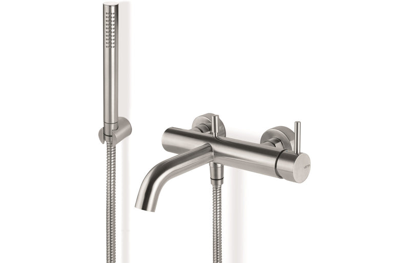 Vema Tiber Wall Mounted Bath/Shower Mixer - Stainless Steel