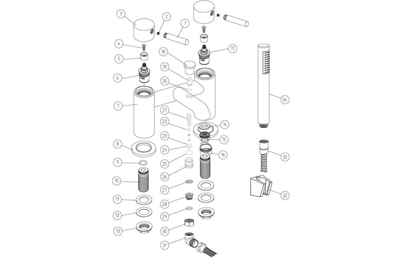 Ella Bath/Shower Mixer and Bracket - Chrome