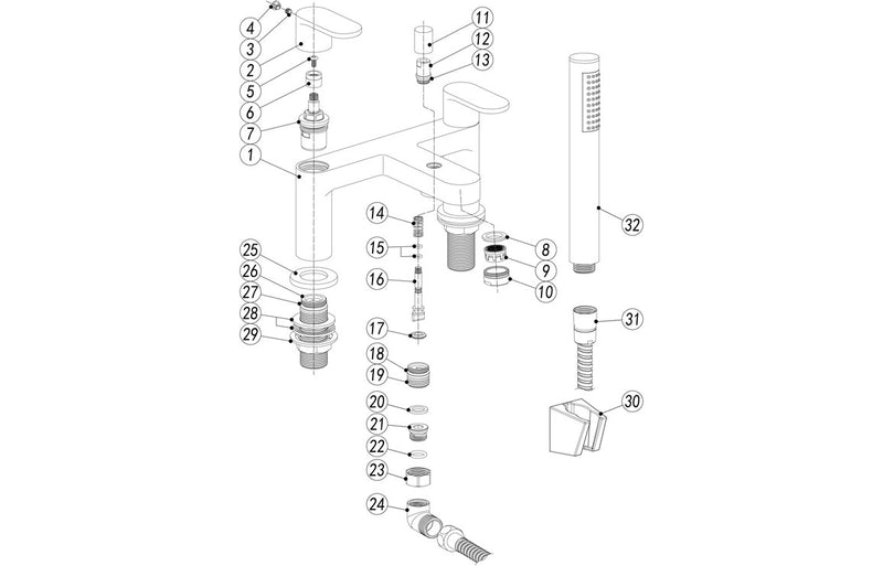 Honey Bath/Shower Mixer and Bracket - Chrome