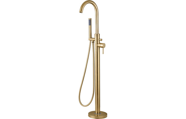 Ella Floor Standing Bath/Shower Mixer - Brushed Brass