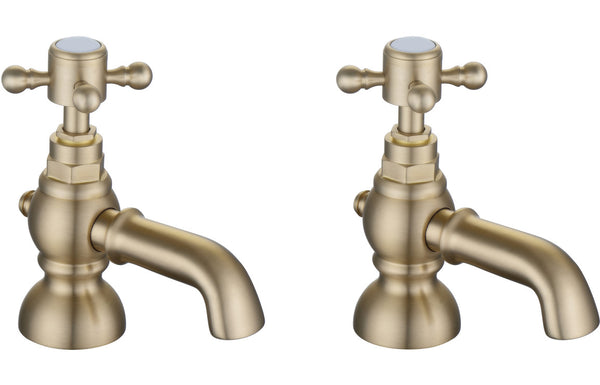 Titan Bath Pillar Taps - Brushed Brass