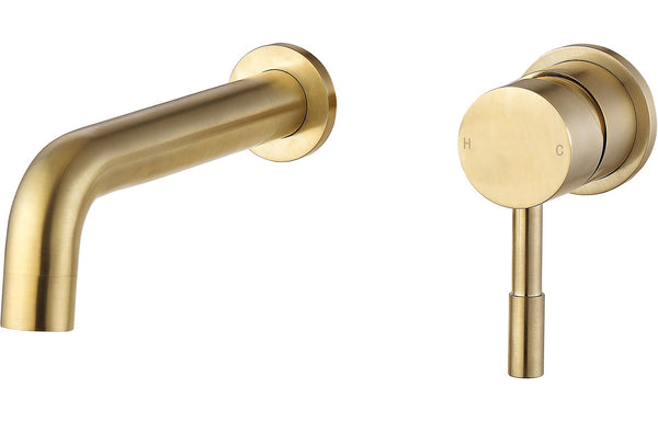 Ella Wall Mounted Basin Mixer - Brushed Brass