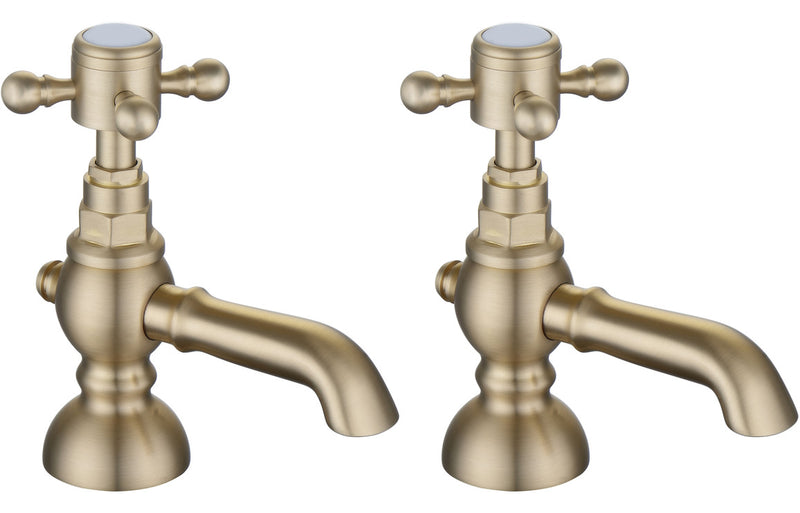 Titan Basin Pillar Taps - Brushed Brass