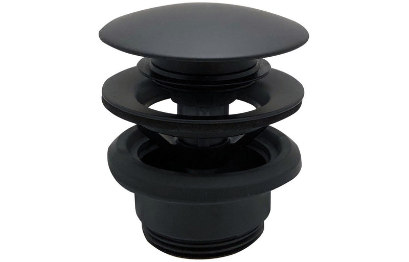 Vema Unslotted Push Button Waste - Matt Black