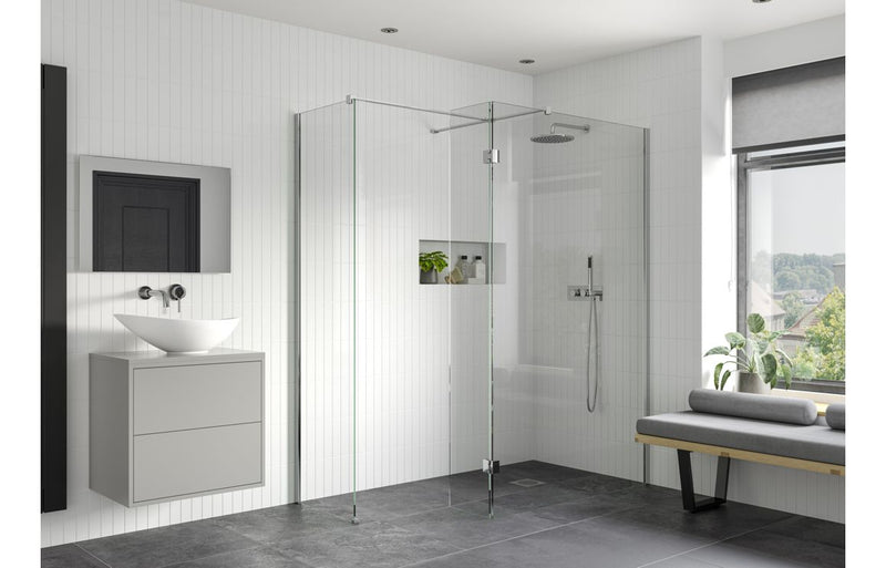 Dino 900mm Wetroom Side Panel and Arm - Chrome