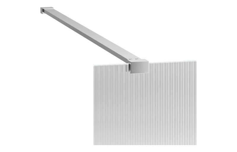 Dino 900mm Fluted Wetroom Panel and Support Bar - Chrome