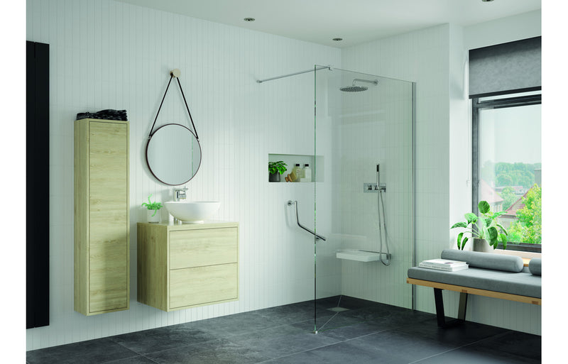 Dino 1000mm Wetroom Panel and Floor-To-Ceiling Pole - Chrome