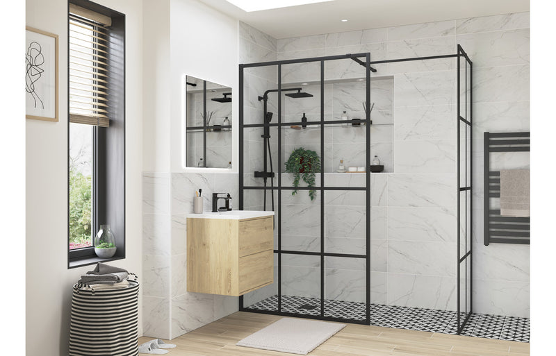 Dino 1000mm Framed Wetroom Panel - Black