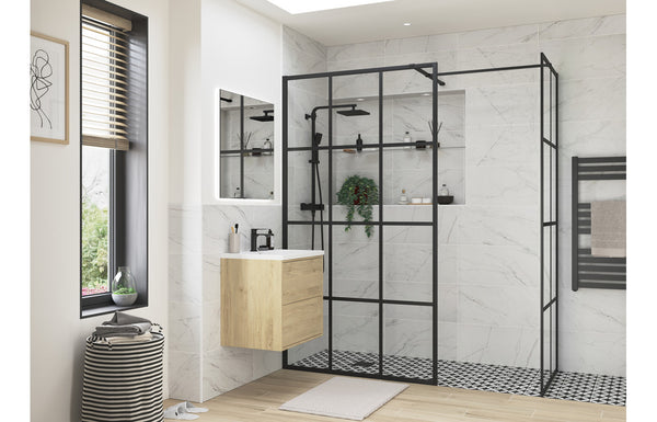 Dino 800mm Framed Wetroom Side Panel - Black