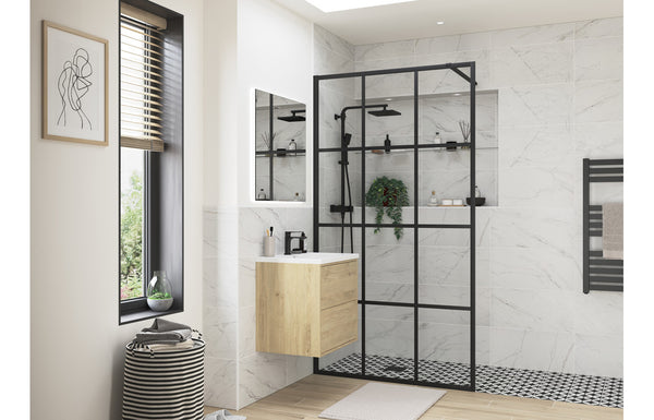 Dino 1000mm Framed Wetroom Panel - Black