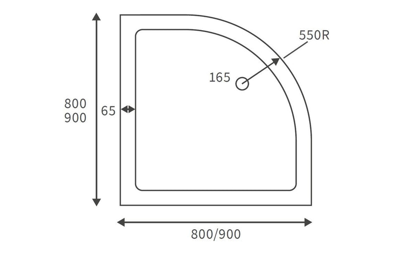 Katsina 25mm Anti-Slip 800mm x 800mm Quadrant Shower Tray and Waste