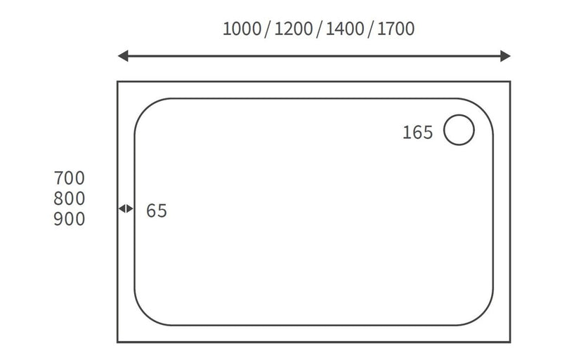 Mono 25mm Anti-Slip 1700mm x 800mm Rectangular Shower Tray and Waste