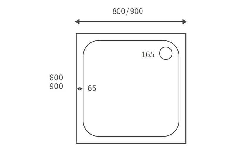 Dimah 25mm Anti-Slip 800mm x 800mm Square Shower Tray and Waste