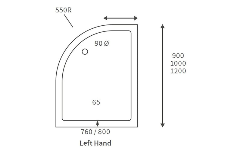 Banas 45mm Low Profile 1000mm x 800mm Offset Quadrant Shower Tray and Waste