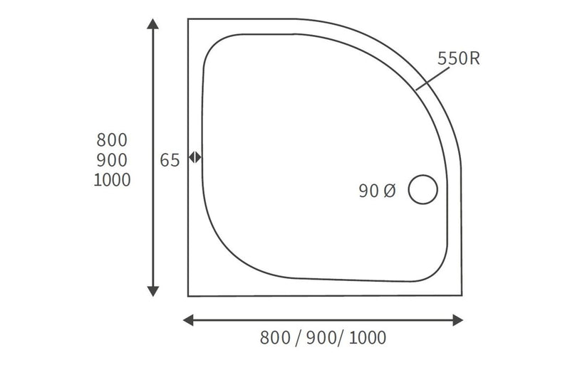 Yalu 45mm Low Profile 800mm x 800mm Quadrant Shower Tray and Waste