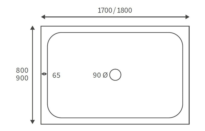 Qin 45mm Low Profile 1700mm x 800mm Rectangular Shower Tray and Waste