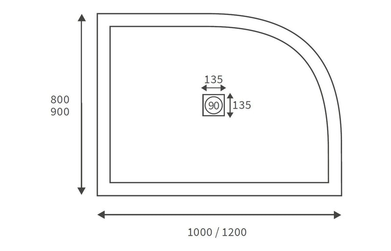 Ilham 25mm Ultra-Slim 800mm x 1000mm Offset Quadrant Shower Tray and Waste