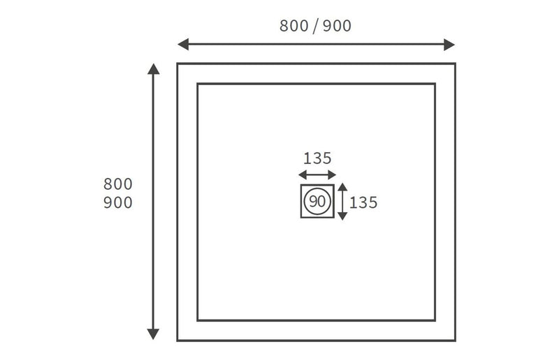 Agnes 25mm Ultra-Slim 800mm x 800mm Square Shower Tray and Waste