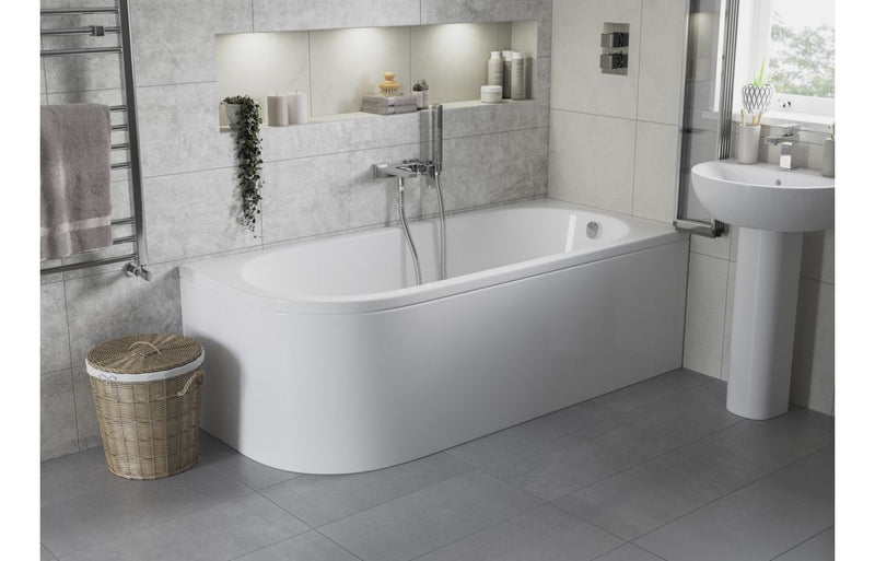 Essence J Shape 1500x725x600mm 0TH Bath with Legs - Right Hand