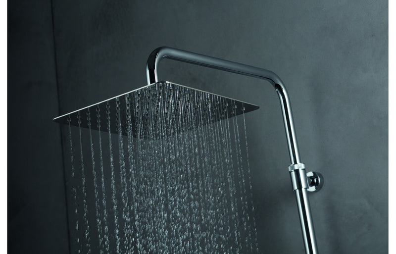 Vema Thermostatic Shower Column with Fixed Head and Riser - Matt Black